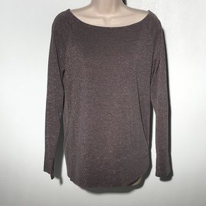 New York & Company Brown Metallic Sweater Top